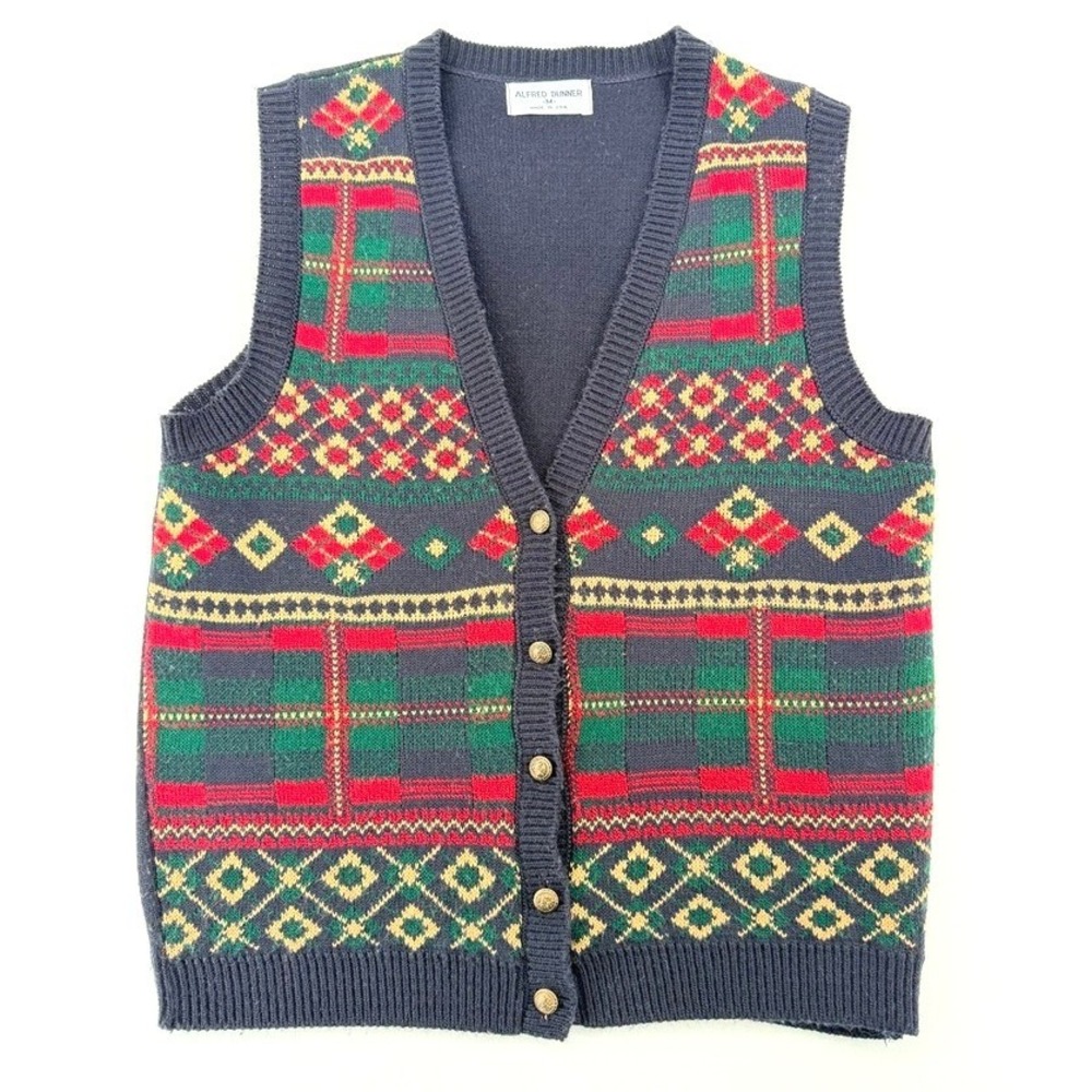 Vintage Alfred Dunner Fair Isle Sweater Vest USA Size M